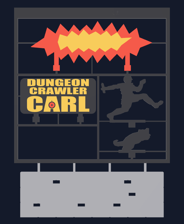 The Dungeon Crawler Carl snap kit card seen from above, ready to print